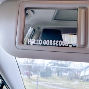 Hello Gorgeous Car Mirror Decal, Car Mirror Stickers, Rear view Mirror Decal, laptop decal, Car Decal Sticker, Car Mirror Decal, Hello Gorg