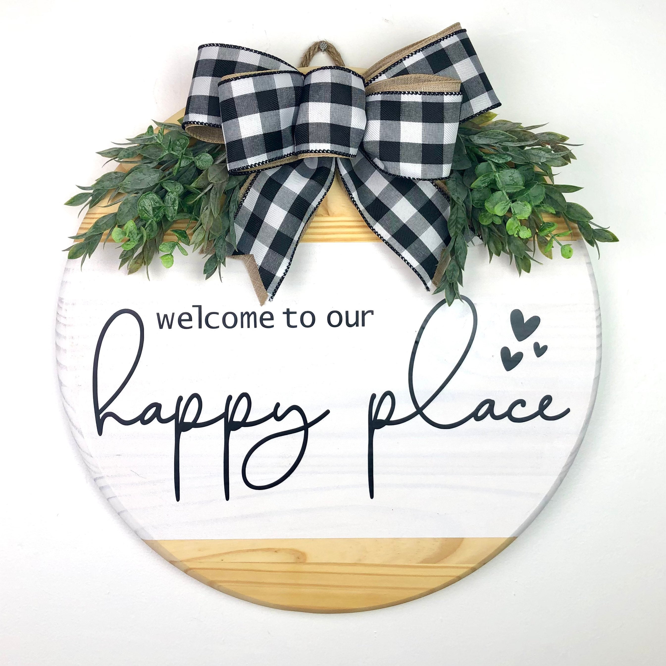 to Our Happy Place Door Hanger Wreath Door Decor Etsy