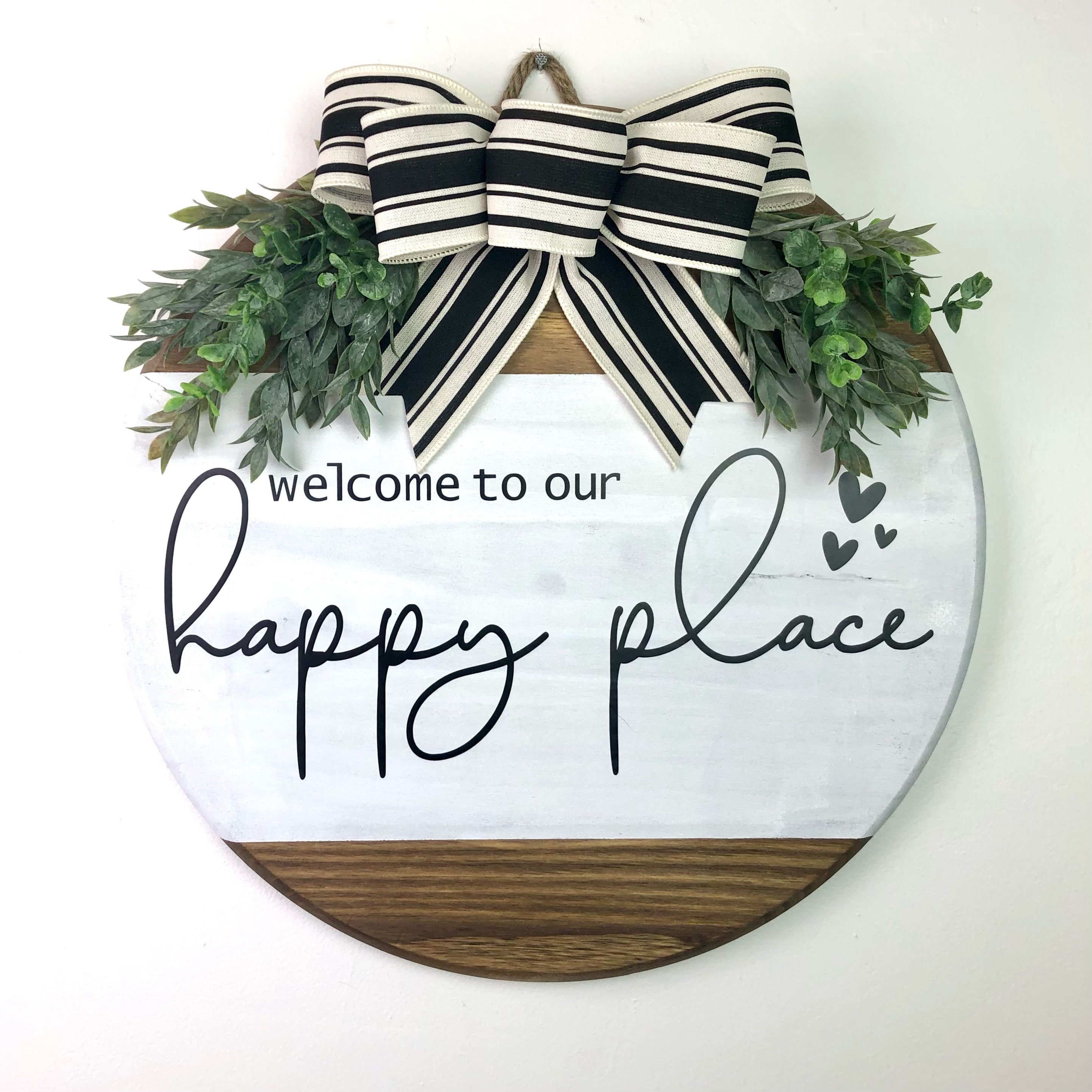 to Our Happy Place Door Hanger Wreath Door Decor Etsy