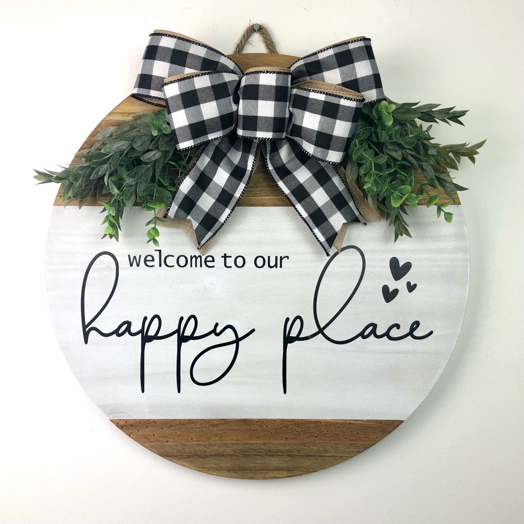 to Our Happy Place Door Hanger Wreath Door Decor Etsy
