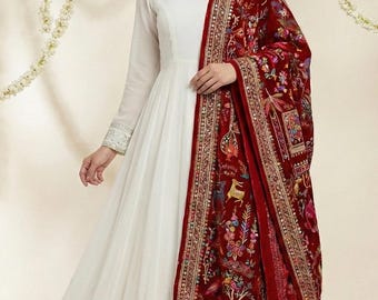 Georgette Dupatta: Glamorous Sequin Zari Work, Indian Wedding Scarf