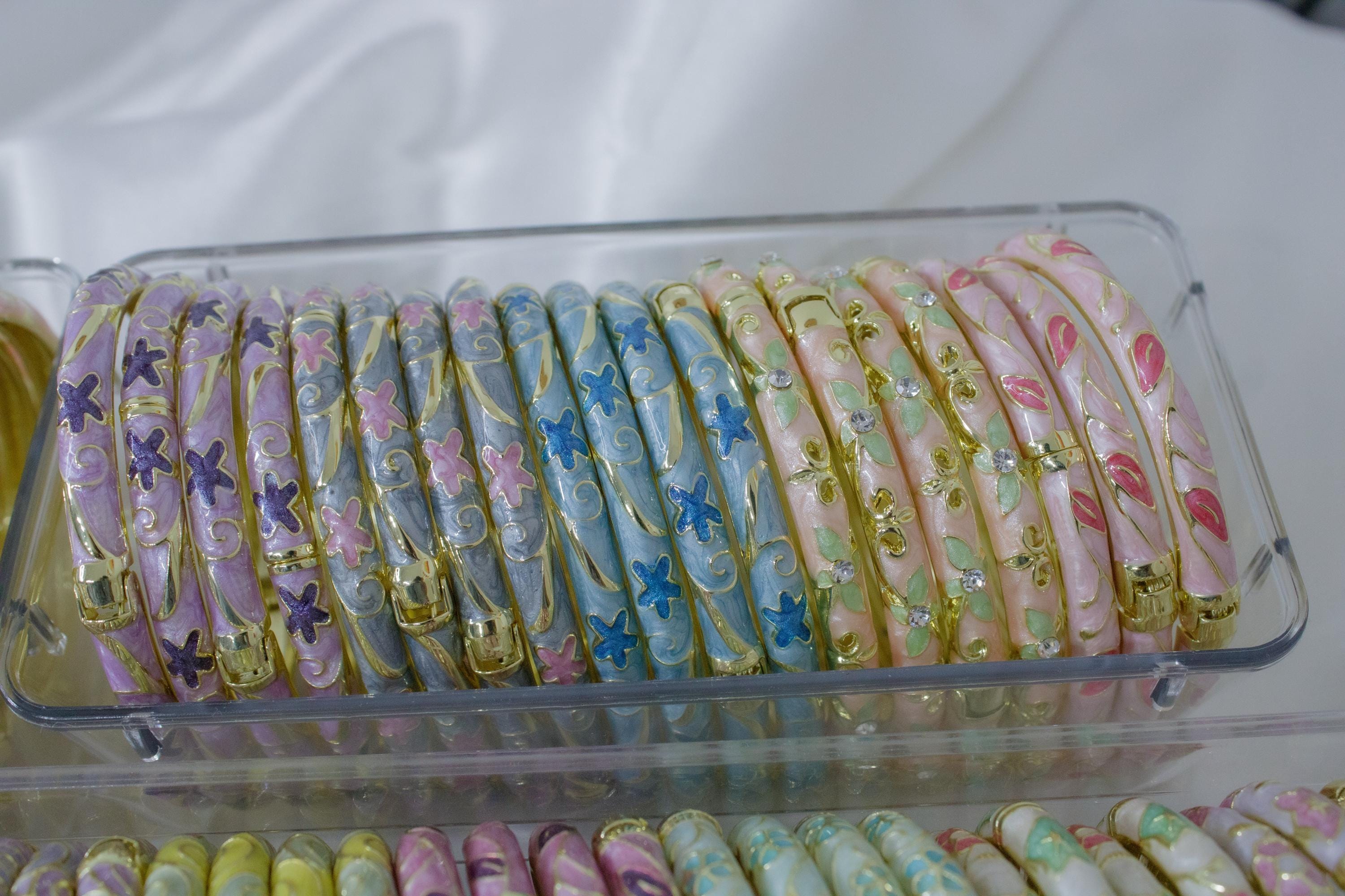 Spring Bangles Luxury Floral Enamel Bangles,vintage Bangle,boho Spring Jewelry ...