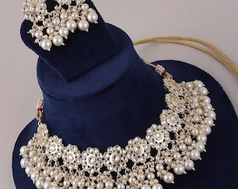 Złoty zestaw Kundan | Naszyjnik Bollywood | Zestaw choker | Biżuteria indyjska | Indyjska biżuteria Kundan, zestaw naszyjników Kundan, antyczny naszyjnik