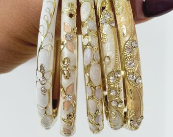 Floral vintage bangle,Anti tarnish bangle, Enamel work bracelet, colored enamel bangle,birthday gift for her, gold plated colorful bangle