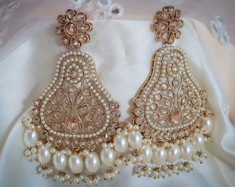 Kundan Chandbali Earrings: Polki, Glass Beads, Bollywood Style
