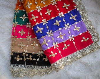 Gota work Dupatta, Indian dupatta, Glamour georgette dupatta, Multicolored dupatta with scallop border, karvachauth,Diwali, wedding aa.