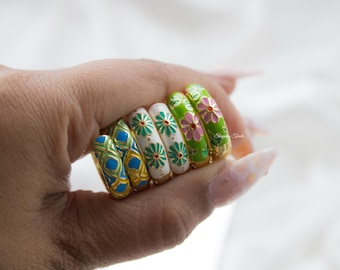 Floral Enamel Hoops, Round Huggie Earrings, 18k Gold Plated, Stainless steel anti tarnish hoop earrings, pastel hoops , gold,summer jewelry