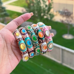 Victorian vintage bangle,Anti tarnish bangle, Enamel work bracelet, colored enamel bangle,birthday gift for her,gold plated cloisonné bangle