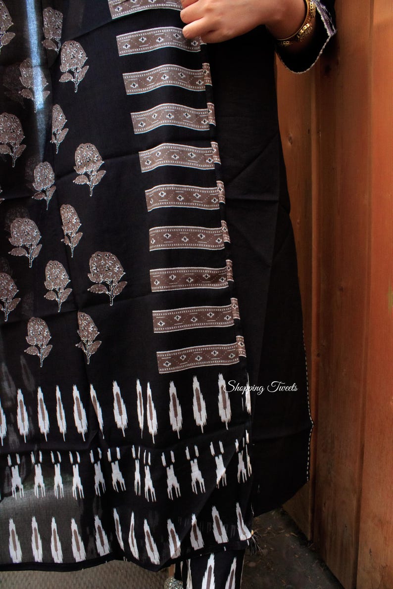 Black Kurta Set With Pants and Dupatta, Indian Salwar Kameez,indian ...
