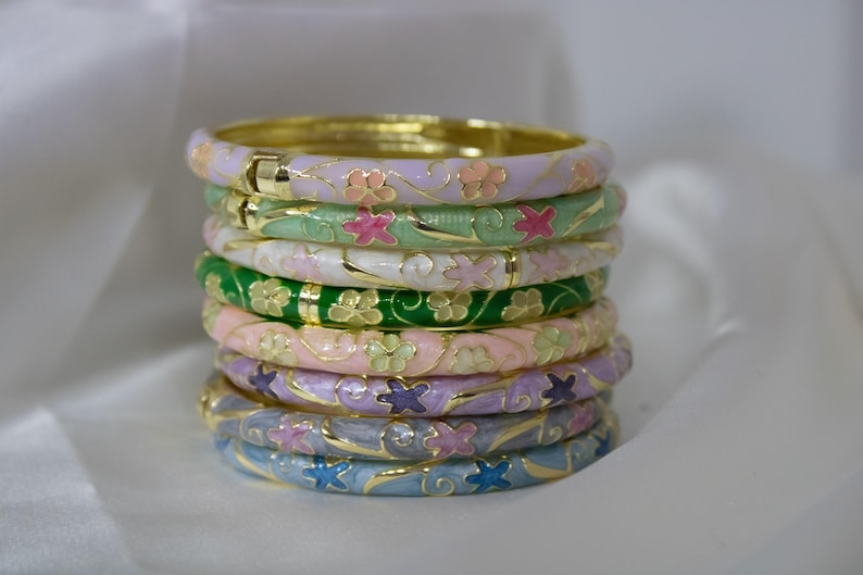 Spring Bangles Luxury Floral Enamel Bangles,vintage Bangle,boho Spring Jewelry ...