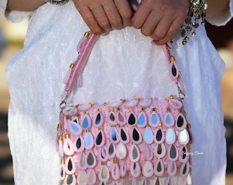 Mirror Top Handle Flap Bag, Bridal Purse, Evening Potli Bag, Indian Pakistani Wedding Day Bag, Trendy mirror bag with sequins, Banjara mirro