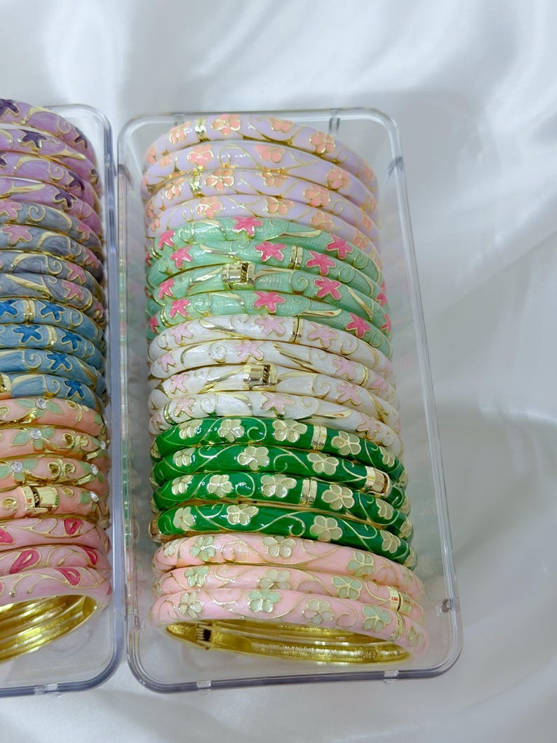 Luxury Floral Enamel Bangles,vintage Bangle,boho Spring Jewelry ...