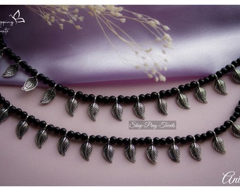 Tobillera oxidada, payal de plata alemana, tobillera con flores, par de tobilleras, tobillera de plata, tobillera india, joyería india, tobilleras oxidadas