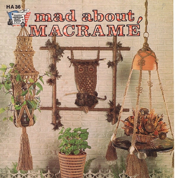Mad About Macrame! Vintage How To Guide, Owls Plant Hangers, PDF Booklet, Fiber Art Design, Digital Download, Printable PDF