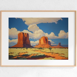 Southwest Landscape, Arizona Utah Desert Monument Valley, Painting Digital Download, Printable Wall Art