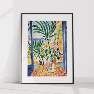 Sorrento View, Palm Leaves Still Life, Matisse Dufy Style Painting, Kitchen Wall Art, Digital Download, Printable Gallery Wall Art