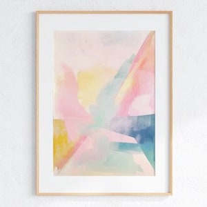 Pastel Abstract Art Print: Light Pink & Blue (Digital Download)