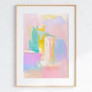 Pastel Abstract Art Print: Light Pink & Blue Modern Wall Decor (Digital Download)