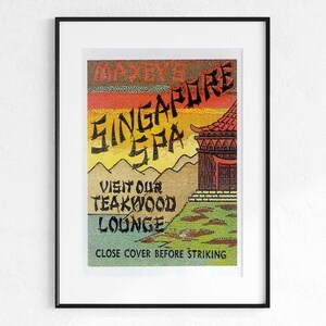 Singapore Spa Vintage Matchbook Art Print, 1930s Teakwood Lounge (Digital Download)
