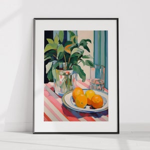Orange Still Life Art Print: Modern Kitchen Decor (Digital Download)
