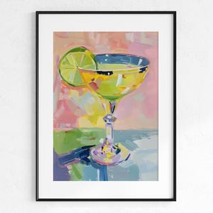 Summer Cocktail Drinks, Kitchen Art, Bar Cart Gallery Wall, Interior, Impressionism, Impressionist Painting, Digital Download, Printable