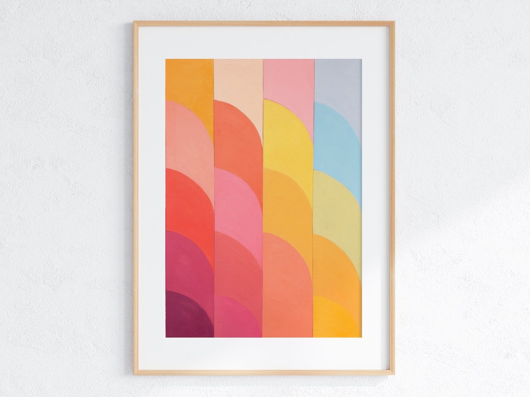 Rainbow Abstract Printable Wall Art, Bright Colors, Modern Art, Printable Digital Download Etsy