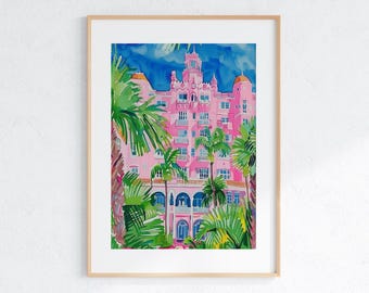 Don Cesar Hotel Watercolor Print | St. Pete Beach Florida Wall Art | St. Petersburg Travel Poster Gift