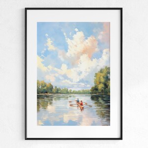 Lake House Wall Art | Impressionist Boat Painting Lakeside Decor | Lake House Gift Boating Art Print image 1