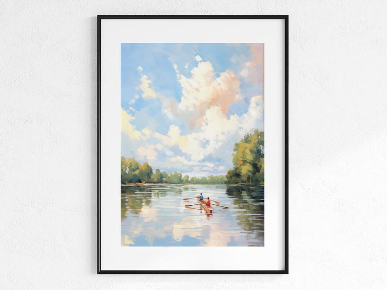 Lake House Wall Art | Impressionist Boat Painting Lakeside Decor | Lake House Gift Boating Art Print image 1