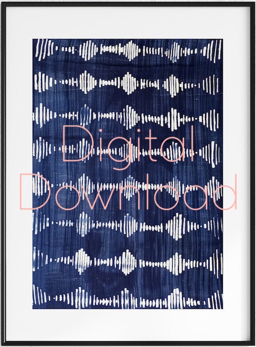 Indigo Cloth Print, Mali African Mudcloth Pattern, Blue Coastal Beach Decor Digital Download ...