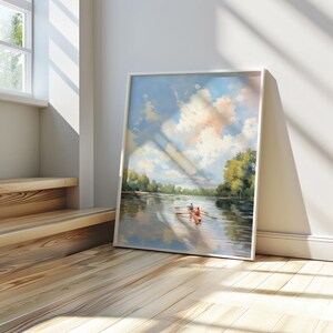 Lake House Wall Art | Impressionist Boat Painting Lakeside Decor | Lake House Gift Boating Art Print image 2