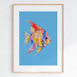 Watercolor Angel Fish Print: Tropical Coastal Art (Digital Download)