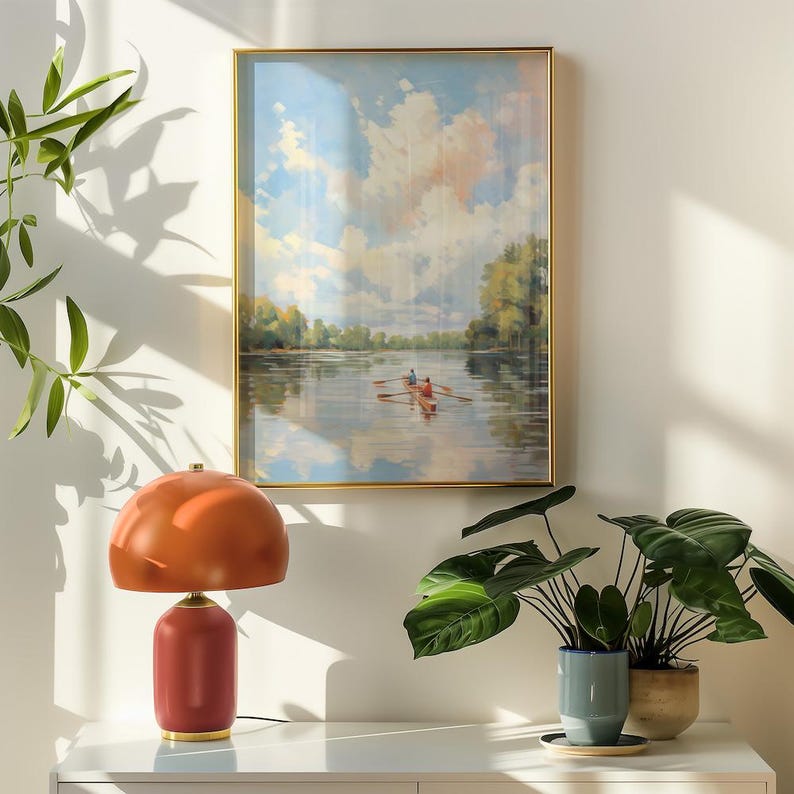 Lake House Wall Art | Impressionist Boat Painting Lakeside Decor | Lake House Gift Boating Art Print image 4