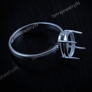 925 sterling silver ring collet cup oval gemstone prong setting for ring making metal casting for ring setting