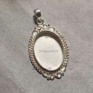 925 sterling silver oval shape pendant bezel blanks specially for crushed opal and breast bezel milk and holding oval stone , good for ash