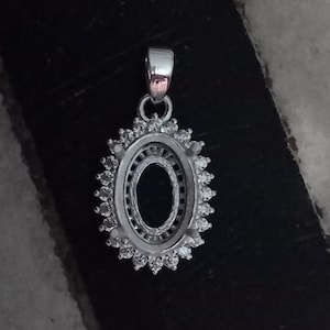 925 sterling silver pren notched prong setting oval pendant setting , semi mount oval pendant for faceted stone setting ,pendant blanks