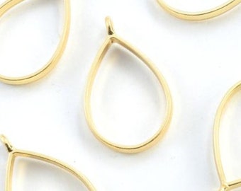 Gold plated over 925 sterling silver open bezel frame for resin setting , for stone setting ,open pendant bezel blank,2.5 mm deep bezel
