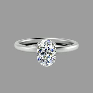 925 sterling silver oval cut solitaire lab diamond engagement wedding ring - CZ diamond ring - gift for her - dainty statement bridal ring