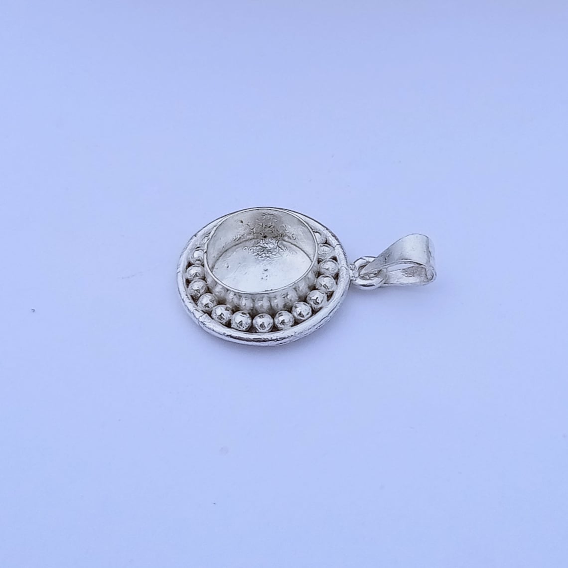 925 Sterling Silver Round Bezel Blank Pendant With Simple Etsy UK