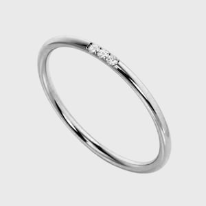 925 sterling silver lab diamond dainty engagement wedding band ring -thin minimal stacking band -gift for her -straight proposal bridal band