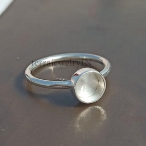 925 sterling silver semi mount ring for round shape stones , ring bezel blanks ,cabochon setting ,ring component for making keepsake jewelry