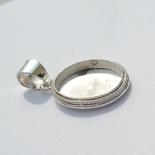 925 sterling silver oval shape pendant bezel blank with round wire and twisted wire around bezel,pendant cabochon setting for oval stone