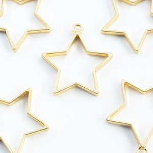 Gold plated over 925 sterling silver  , costumize sizeable star pendant setting , resin setting  ,bezel frame for pendant resin setting