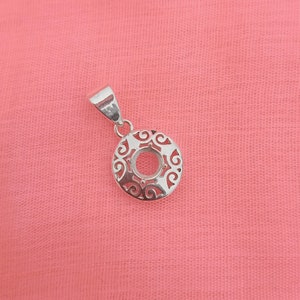 925 sterling silver pren notched prong setting round pendant setting , semi mount round pendant for faceted stone setting ,pendant blanks image 6