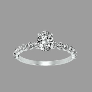 925 sterling silver oval cut solitaire lab diamond engagement wedding ring - CZ diamond ring - gift for her - dainty statement bridal ring