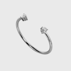 Stimulant lab diamond ring , dainty minimalist open CZ ring - solitaire ring - stacking ring - solitaire open ring band