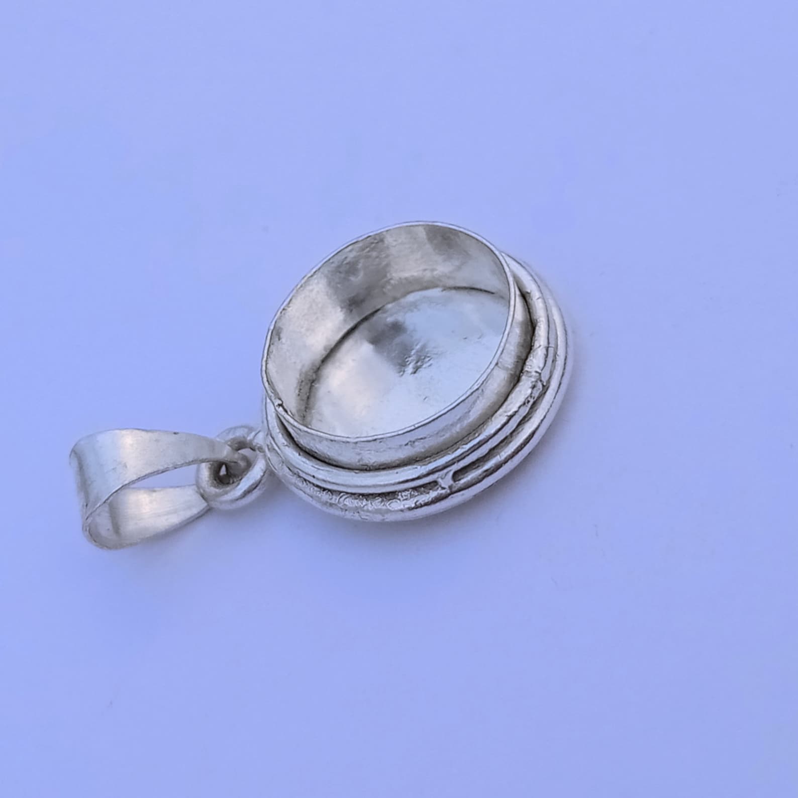 925 sterling silver round bezel blank pendant double wire Etsy