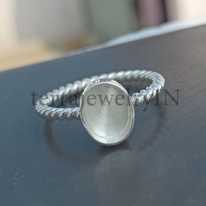 925 sterling silver cup findings , oval stone setting bezel cup ring , 2.5 mm deep back side close bezel cup ring,keepsake ring jewelry