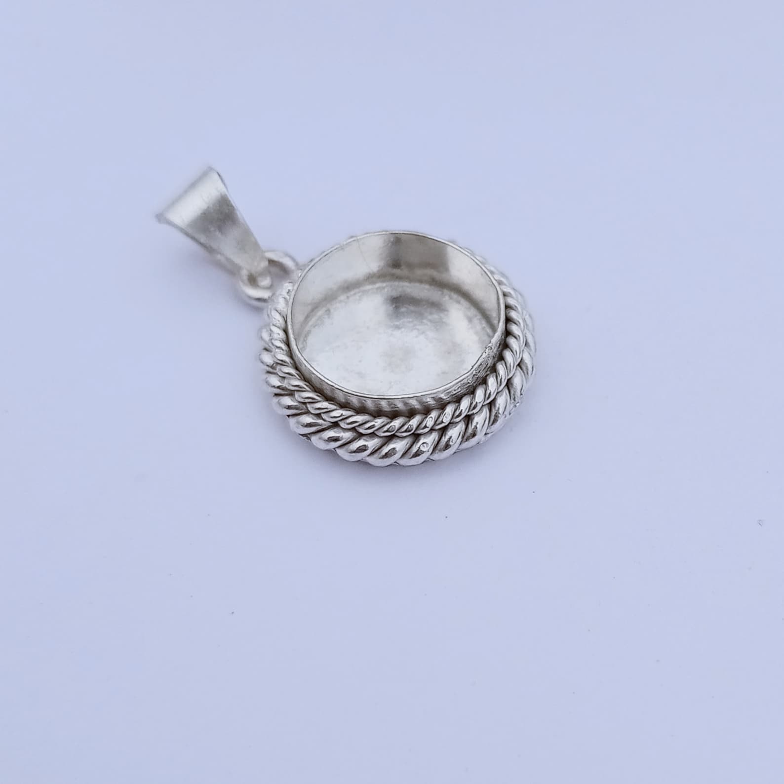 925 Sterling Silver Round Bezel Blank Pendant With Etsy Uk