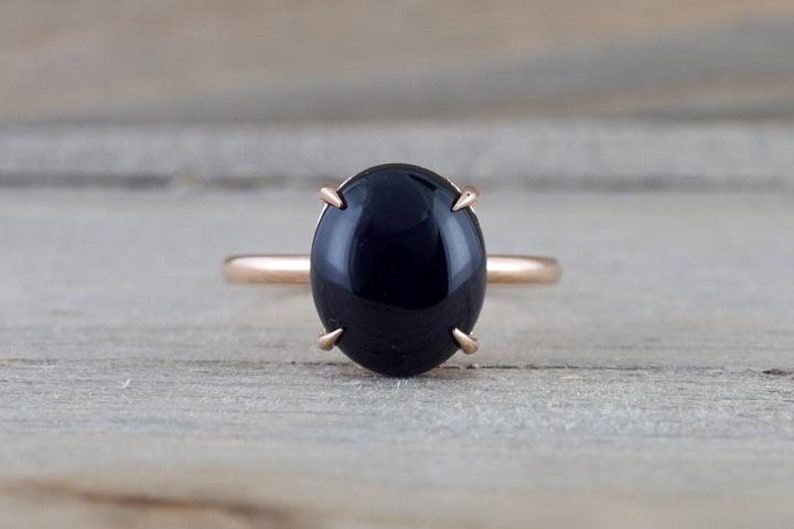 925 sterling silvergoldrose gold ring valentine gift ring Natural Black Onyx Ring wedding ring engagement ring